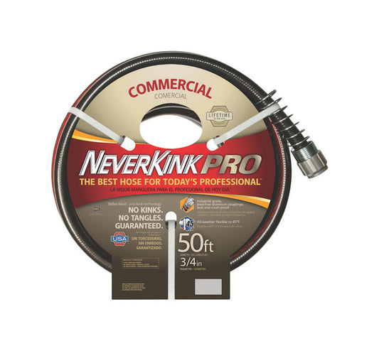 Teknor Apex NeverKink Pro 3/4 in. D X 50 ft. L Contractor Grade Garden Hose Black