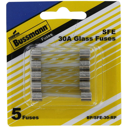 Bussmann 30 amps SFE Clear Glass Tube Fuse 5 pk