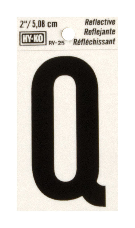 Hy-Ko 2 in. Reflective Black Vinyl Letter Q Self-Adhesive 1 pc. (Pack of 10)