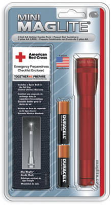 Maglite Mini 14 lm Red Incandescent Flashlight/Holster Combo Pack AA Battery