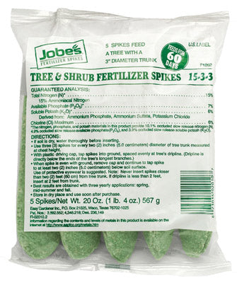 Jobes 2010 Tree & Shrub Fertilizer Spikes 15-3-3 5 Pack
