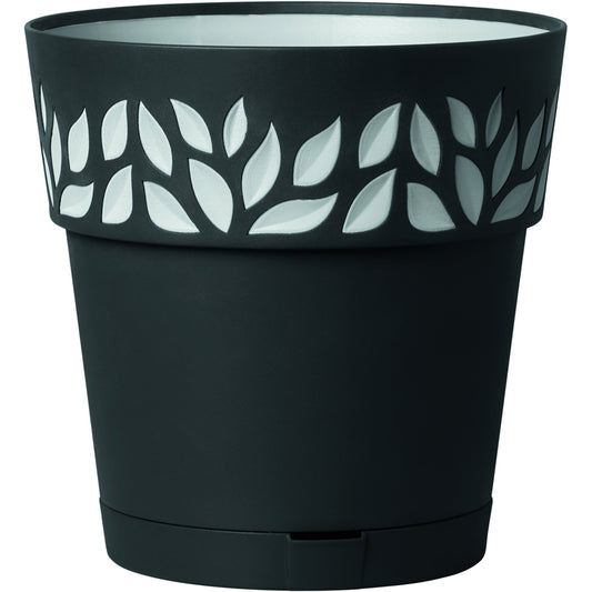 Marshall Pottery Deroma 9.9 in.   H X 10 in.   D Resin Leaf Planter Black (Pack of 6)