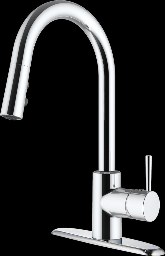 Kitchen Faucet Metal Hi-Arc Pull-Down, Bullet Style-Spray Head, Brushed Nickel