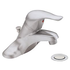 Brushed chrome one-handle low arc bathroom faucet