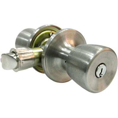 Mobile Home Entry Lockset, Tulip-Style Knob, Stainless Steel (Pack of 2)