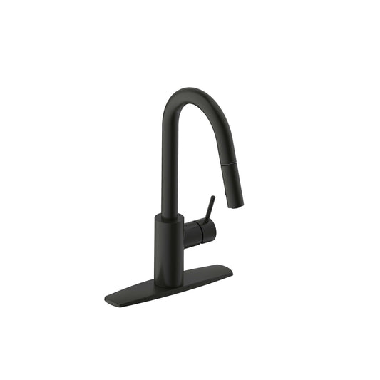 Ultra Faucets Euro One Handle Matte Black Pull-Down Kitchen Faucet