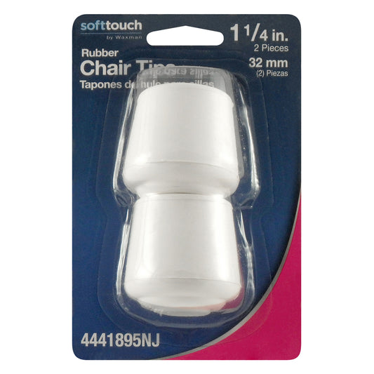 Softtouch Rubber Leg Tip White Round 1.25 in. W X 1.75 in. L 2 pk