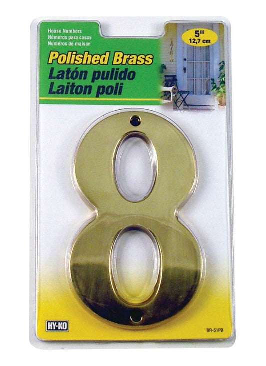 Hy-Ko 5 in. Gold Brass Nail-On Number 8 1 pc