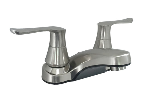Lavatory Faucet 4" 2-Hdl W/Solid Saber Handles Nickel Finish (W/2.2Gpm Aerator)