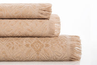 LINIM 3-Pcs Jacquard Towel Set 100% Cotton, Bath, Hand and Washcloth Smoke Beige