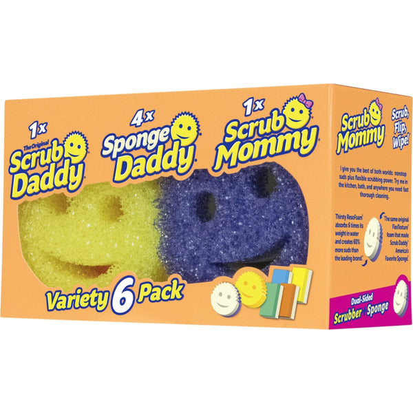 Scrub Daddy Scratch-Free Round Scrubbing Sponges, Assorted - 3 pack