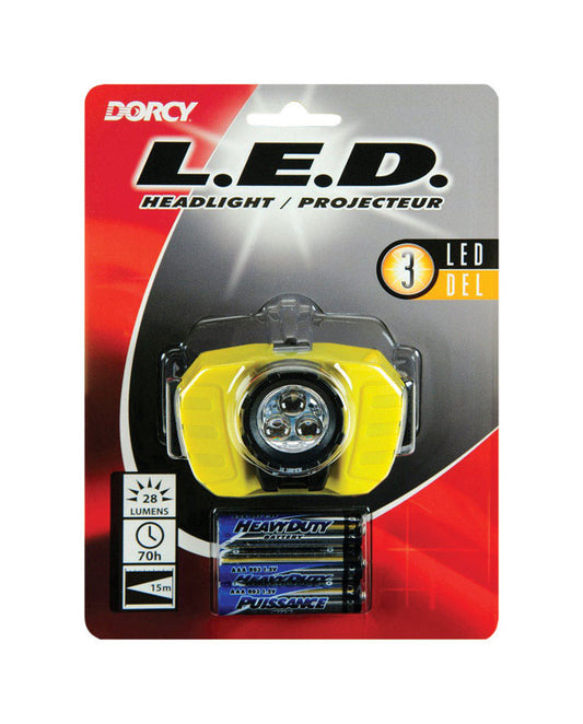 Dorcy  28 lumens Black/Yellow  LED  Headlight  AAA Battery