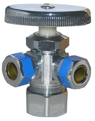 Dual Outlet Water Valve, 3-Way, 5/8 x 3/8-In.