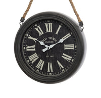 Decoris  2.36 in. H x 11.81 in. W x 11.81 in. L Natural  Glass/Iron  Clock with Rope Hanger
