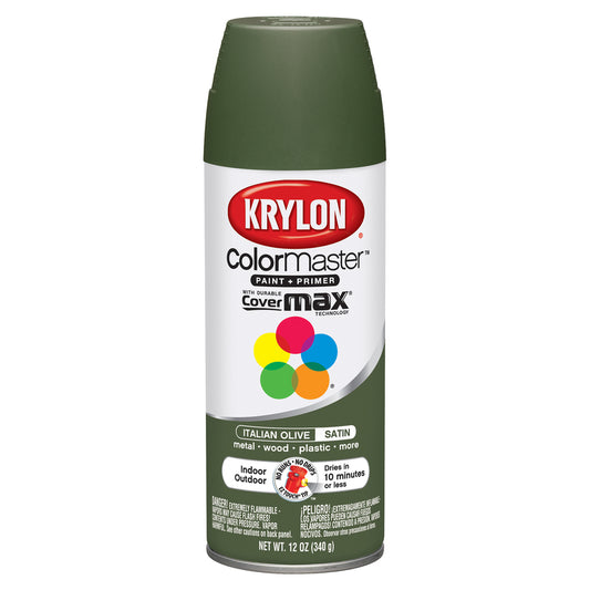 Krylon ColorMaster Satin Italian Olive Spray Paint 12 oz. (Pack of 6)