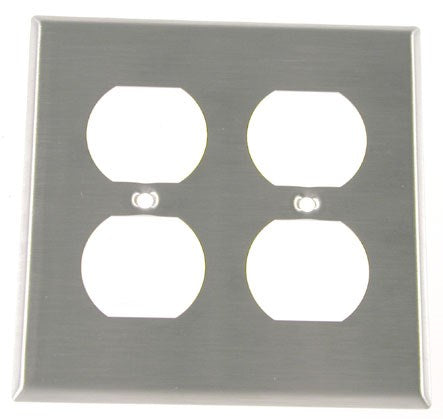 Leviton 004-84016-4 Stainless Steel 2-Gang Double Duplex Receptacle Wallplate