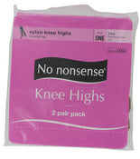 No Nonsense 031/33 One Size Tan Knee Highs 2 Pair