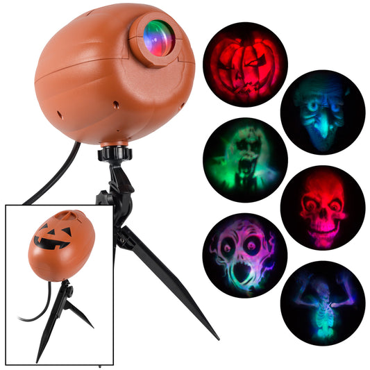 Gemmy Plastic Assorted Halloween Faces Ground Mount Lightshow Projector 14.96 H in. (Pack of 6)
