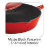 10 in Enameled Cast-Iron Series 1000 Covered Skillet - Gradated Red