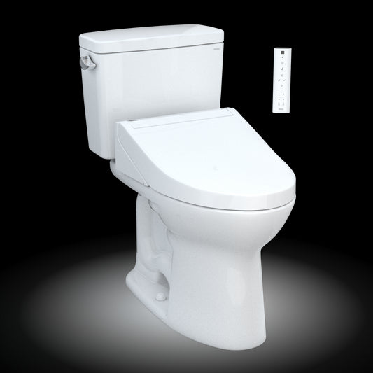 TOTO® Drake® WASHLET®+ Two-Piece Elongated 1.6 GPF TORNADO FLUSH® Toilet with C5 Bidet Seat, Cotton White - MW7763084CSG#01