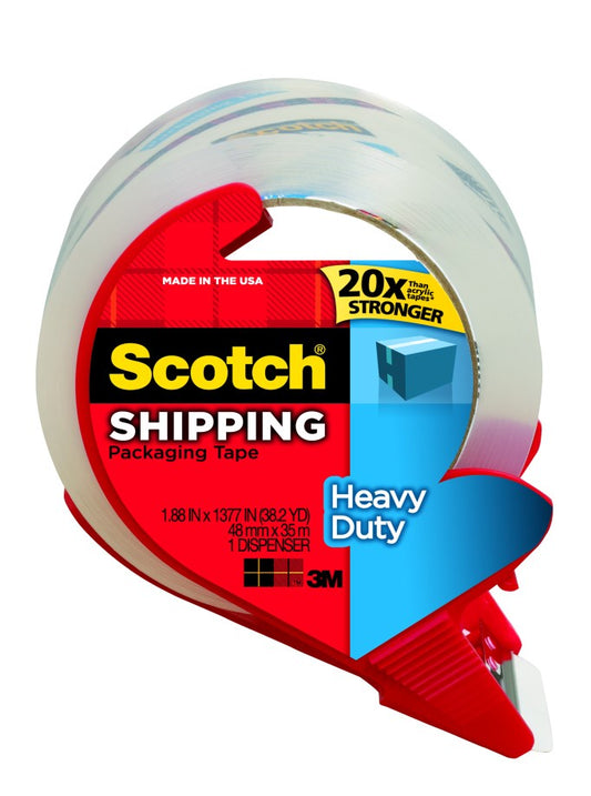 3M 3850-RD 1.88" X 163.8" Clear Shipping Packaging Tape With Dispenser