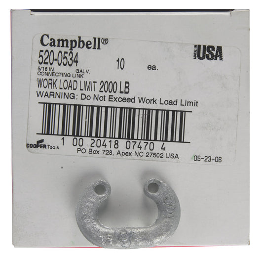 Campbell Chain Galvanized Forged Carbon Steel Connecting Links 2000 lb. 2-1/8 in. L (Pack of 10)