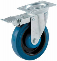4-Inch Blue Swivel Plate Caster/ Brake