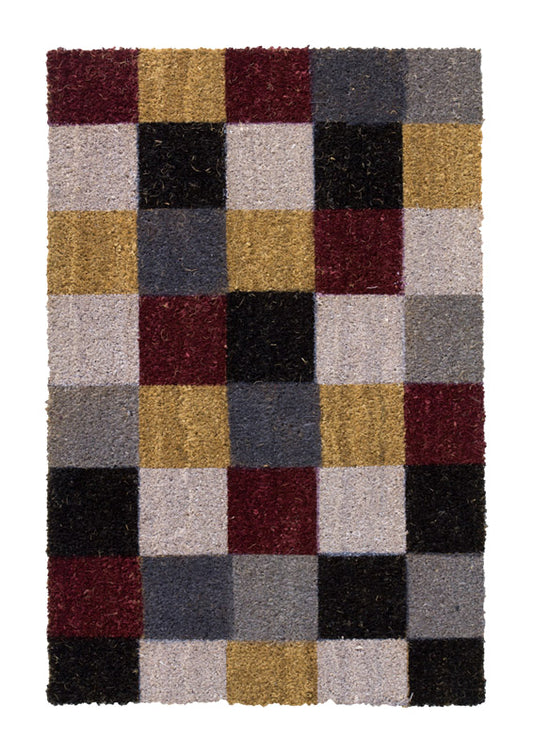 WJ Dennis  Cordial  Colored Squares  Multicolored  Coir  Nonslip Floor Mat  36 in. L x 24 in. W