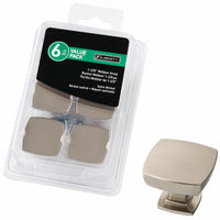 Webber Cabinet Knobs, Satin Nickel, 1-3/8-In. Square, 6-Pk.