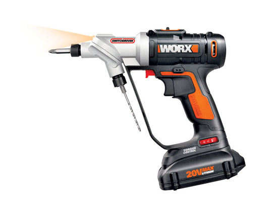 Worx Switchdriver 20V 2-Speed 1500 RPM 1/4 in. Keyless Chuck Brushless Cordless Drill Kit