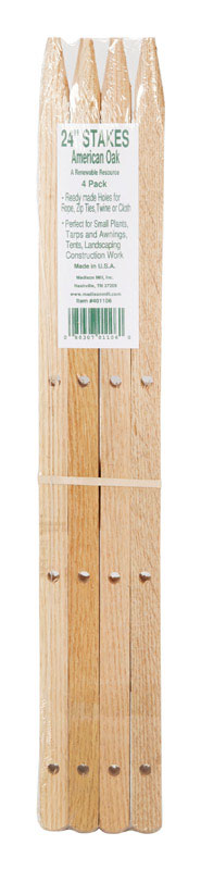 Madison Mill Oak Landscaping Stakes, 24 in. (Pack of 4)
