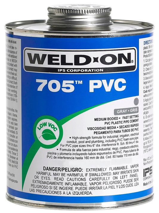 Weld-On 705 Gray Solvent Cement For PVC 8 oz
