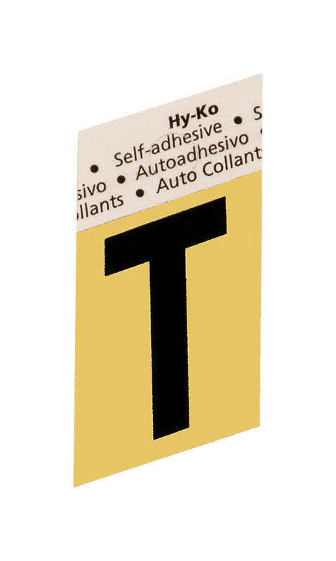 Hy-Ko 1-1/2 in. Black Aluminum Letter T Self-Adhesive 1 pc. (Pack of 10)