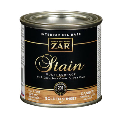 Zar Semi-Transparent Golden Sunset Medium Base Oil Wood Stain 1/2 Pt. (Pack Of 6)