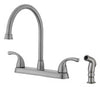Ultra Faucets Two Handle Brushed Nickel Kitchen Faucet Side Sprayer Included