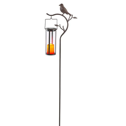 Smart Living 45 in. Solar Power Metal Provence Bird Hanging Lantern Bronze