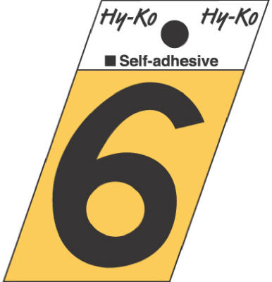 Hy-Ko 1-1/2 in. Black Aluminum Number 6 Self-Adhesive 1 pc. (Pack of 10)