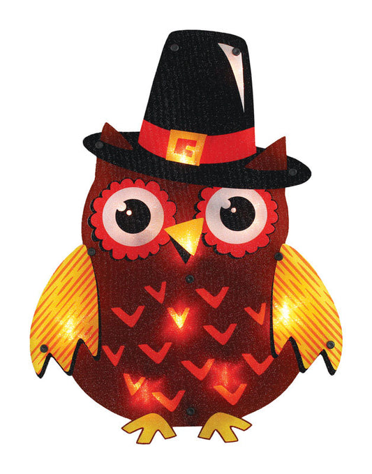 Impact Innovations  Pilgrim Owl  Lighted Fall Decoration  13 in. H x 1 in. W 1 pk