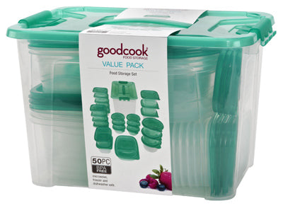 Food Storage Containers, Teal Plastic, 50-Pc.
