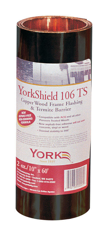 York 106 TS Copper Roll Shape Multi-Purpose Flexible Seal Flashing 720 L x 10 W in.