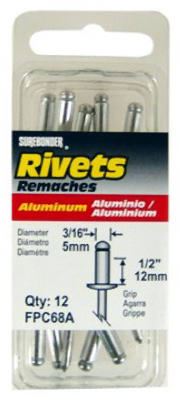 Aluminum Rivet, Long, 3/16-In. Dia., 12-Pk. (Pack of 5)