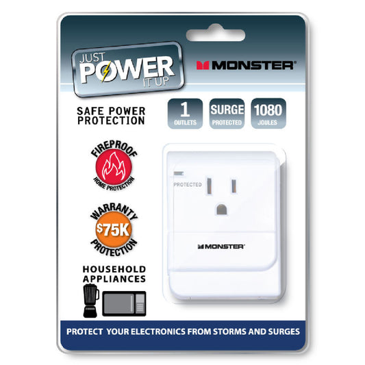 Monster  Just Power It Up  1080 J 1 outlets Surge Tap