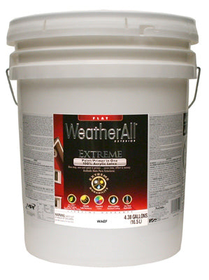 Premium Extreme Exterior Paint & Primer In One, White Flat Acrylic, 5-Gal.