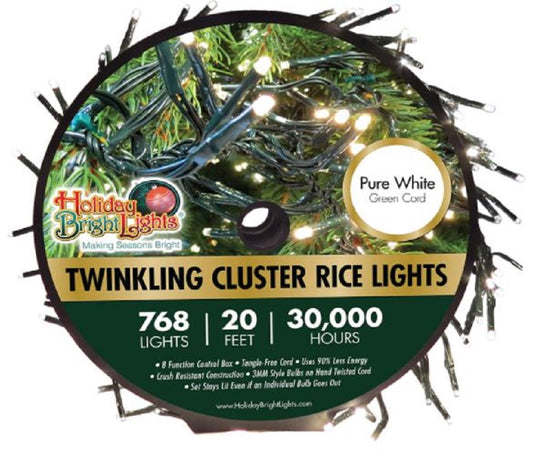 768l Twinkling Cluster Rice Light Reel - Gr/Ww