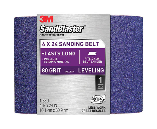 3M Sandblaster 24 in. L X 4 in. W Ceramic Sanding Belt 80 Grit Medium 1 pk