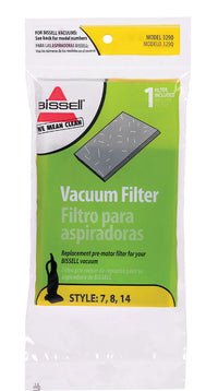 Bissell Cleanview Pre-Motor Vacuum Filter Style 14, Style 7, Style 8 For Use With Bissell Bag