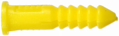Hillman Wall Anchor, Tapered, Yellow Ribbed Plastic, 4-6-8 x 1-In.