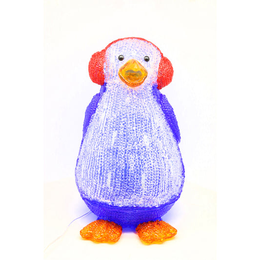 Alpine Blue/White Acrylic Tabletop Mount Penguin Design Indoor/Outdoor LED Christmas Decoration