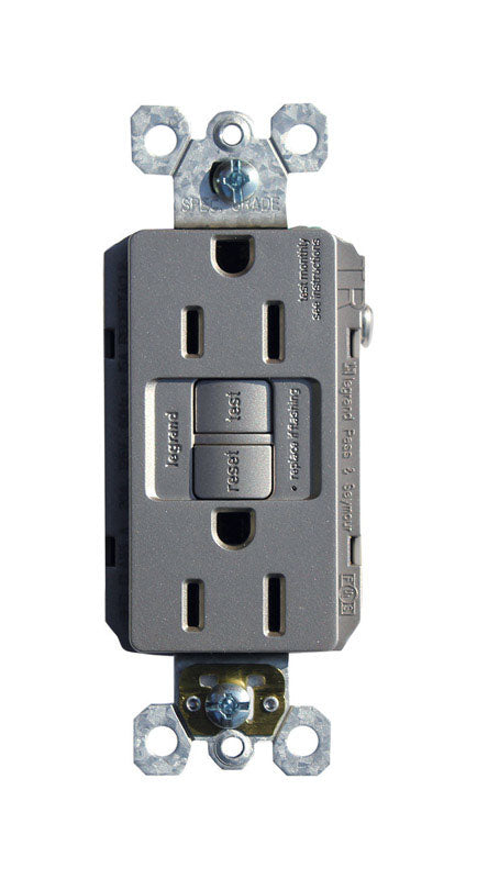 Pass & Seymour 15 amps 125 V Duplex Gray GFCI Outlet 5-15R