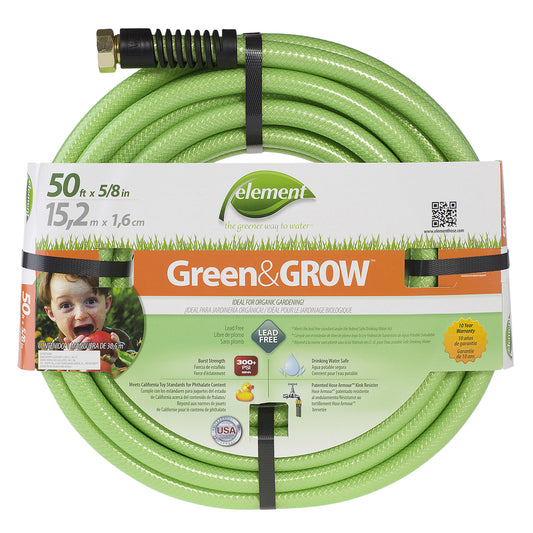 Element Green and Grow 5/8 in. D X 50 ft. L Medium Duty Garden Hose Green